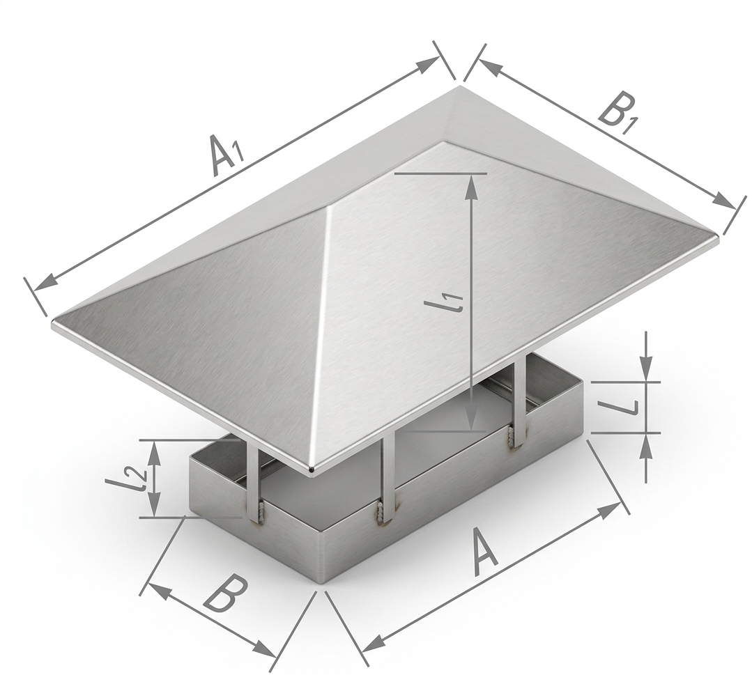Зонт крышный прямоугольный с коньком
